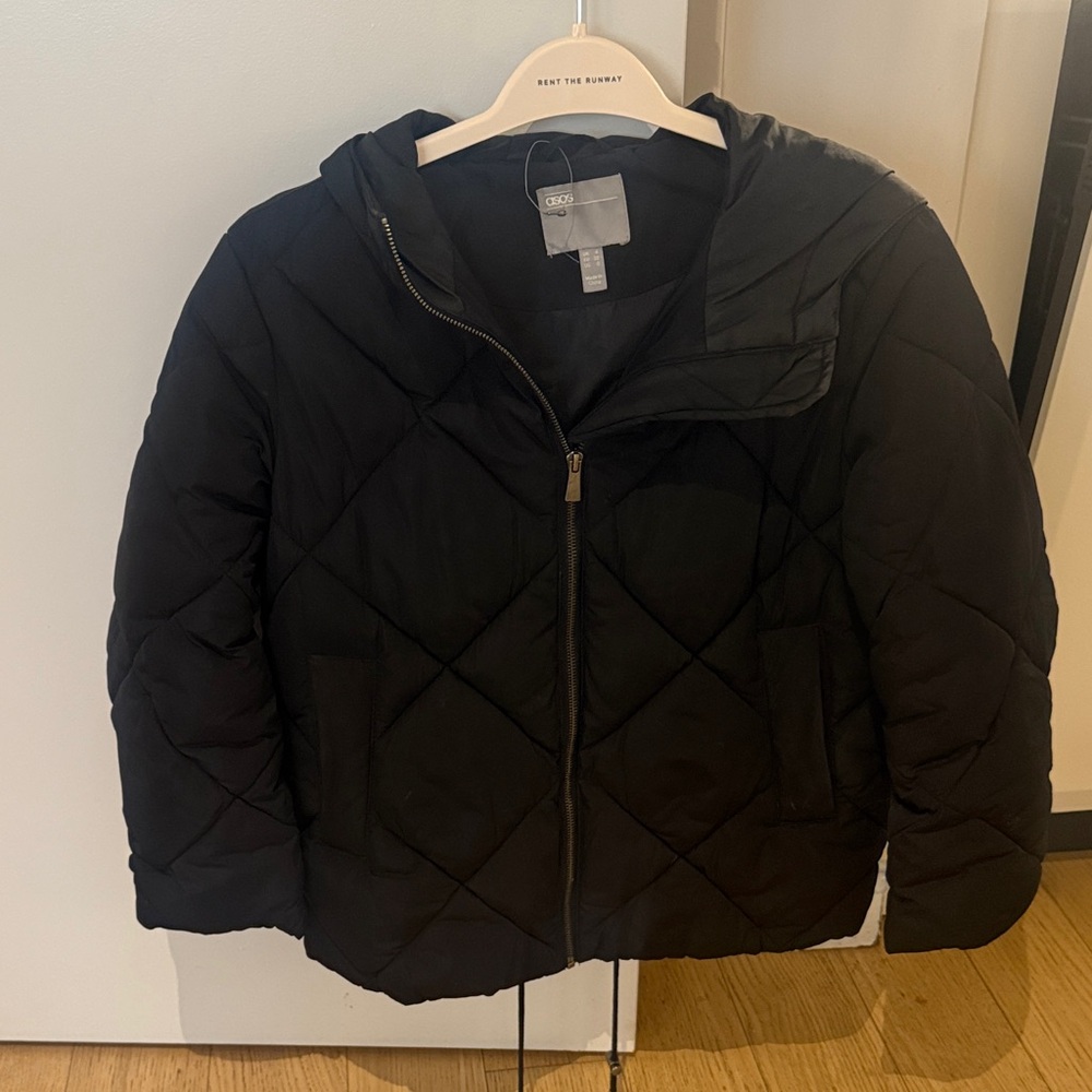 ASOS Black Quilted Jacket with Hood